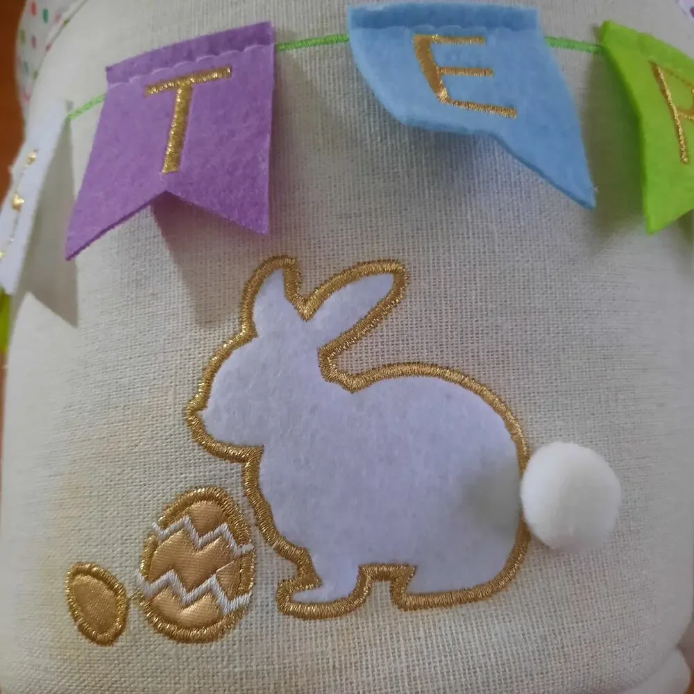 Wondertreats Cloth Covered Polka-dot Lined Easter Bunny Easter Basket